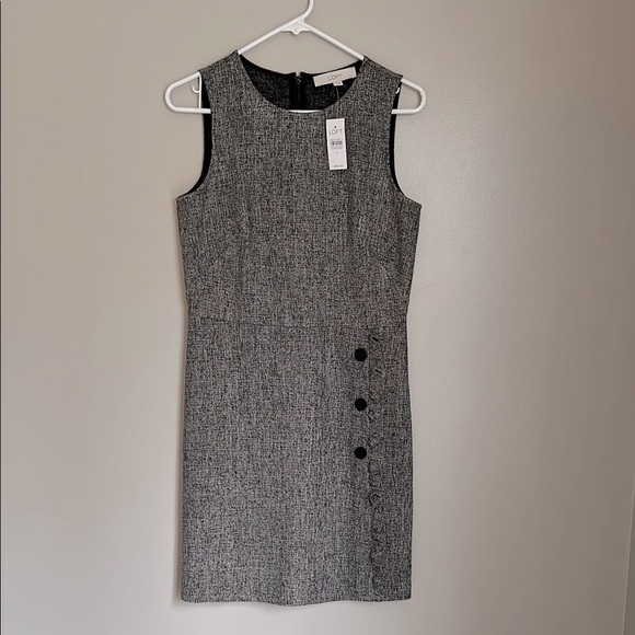 LOFT grey tweed sheath knee length dress - Picture 1 of 5